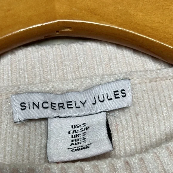 Sincerely Jules Argyle Crop Sweater Beige Academia Preppy Collegiate Rugby Small - Picture 3 of 6